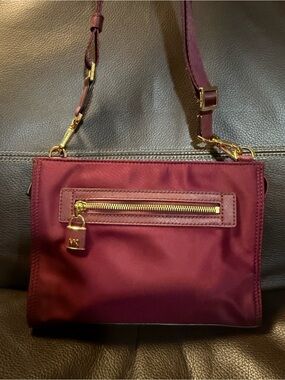 Michael Kors Burgundy Crossbody with Gold-Tone Hardware